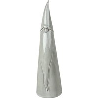 Four Candle Tall Glazed Ceramic Gonk Ornament with Textured Detail in Off-White