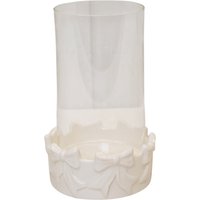 Four Candle Round Bow Candle Holder with Glass Insert in White