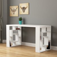 Labirent Modern Desk With Bookshelf Legs - White