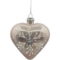 Angel Kisses, Shiny Blush Snowflake Glass Heart - Blush Angel Kisses, Shiny Blush Snowflake Glass Heart - Blush