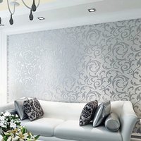 Floral Embossed Damask 3D Wallpaper Roll - Silver Grey