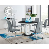 Giovani Large Round Dining Table With Four Isco Chairs Set - Grey