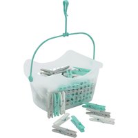 Plastic Peg Basket with 100 Strong Hold Pegs - Clear