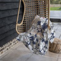 Grey Purple White Flowers Blanket - Blue