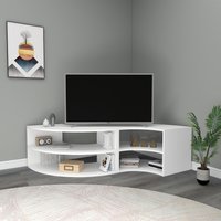 TV Stand Corner with Shelving Unit Melitta - White