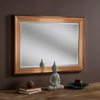 Copper Reeded Framed Wall Mirror - Copper / 91cm