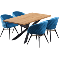 Vittorio Duke LUX Dining Set with a Table and Chairs Set of 4 - Blue