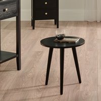 Chelmsford Satin Black Pine Wood Round Side Table - Black