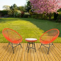 RayGar, 3pcs Bistro Egg Designer String Chair Garden Set - Orange RayGar, 3pcs Bistro Egg Designer String Chair Garden Set - Orange