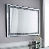 Extra Large Diamond Crushed Gems Crystal Wall Mirror Rectangle - Silver
