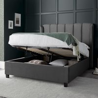Aurora, Aurora Grey Velvet Ottoman Bed Frame - 4ft6 Double - Grey Aurora, Aurora Grey Velvet Ottoman Bed Frame - 4ft6 Double - Grey