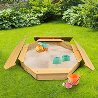 Octagonal Wooden Sandpit With Lid - Brown