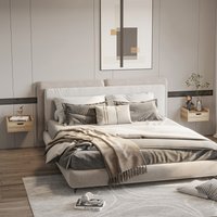 HOMCOM Floating Nightstand Set of 2 Wall Mounted - Natural