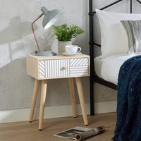 Home Source Romford 1 Drawer Bedside Table Storage Unit - NaturalWhite - Natural