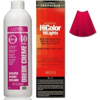 L'Oreal HiColor Magenta Hair dye for Dark Hair with 40 Vol. Developer 16oz - Red