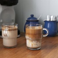 Cozy Stacking Glass Coffee Cups - 350ml - Pack of 6 - Clear