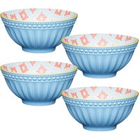 Detailed Print 4-Piece Ceramic Bowl Set - Blue