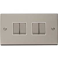 Pearl Nickel 10A 4 Gang 2 Way Ingot Light Switch - White