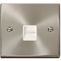 Satin Brushed Chrome Secondary Telephone Single Socket - White