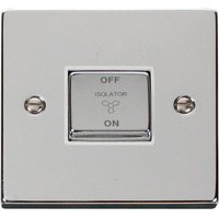 Polished Chrome 10A 1 Gang Ingot 3 Pole Fan Isolation Switch - White