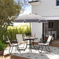 Outsunny Garden Furniture Dining Set with Parasol - Cream