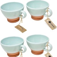 Rustic Pastel Half Dipped Breakfast Tea Cups - Pale Green