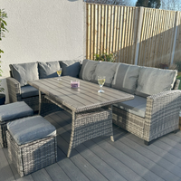 The York Rattan 8 Seater Corner Dining Set - Mixed Grey