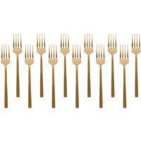 Stainless Steel Metallic Coloured Cake Forks - Gold / 12