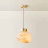Sookie Alabaster Marble Effect Pendant Ceiling Light and LED Bulb - Brushed Gold