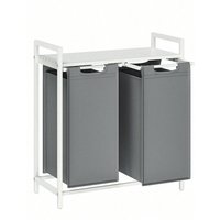 VASAGLE Laundry Basket with 2 Compartments, 2 Removable Liners - Grey / 71cm