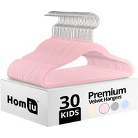 30 Pack Velvet Kids Hangers, Non-Slip Baby Clothes Hangers - Pink
