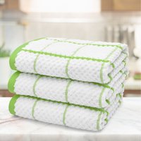 Set of 3 Checkered Tea Towels - Lime