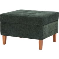 Chenille Storage Bench with Rubberwood Legs - Green