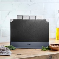 4pce Chopping Board Set with Stand - Black - Black