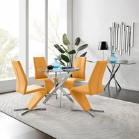 Novara Dining Table With Four Willow Chairs Set - Mustard