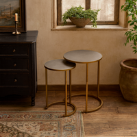 Florence Nesting Tables with Bronze Shagreen Tops and Brushed Gold Hairpin Legs - Gold