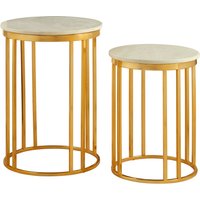 Templar Marble and Gold Frame Set Of 2 Side Tables - Gold