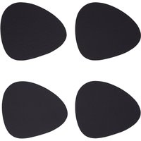 Catlins 4 Piece Pebble Black Leather Coasters - Black
