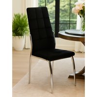 Tamzin Black Velvet High Back Dining Chair - Black, Silver