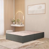 Divan Bed Base Linen Fabric Solid Platform Top with Draw Options - Silver / Small Double / 0