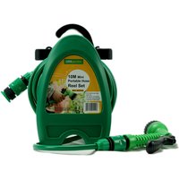 Garden 10m Hose Reel Watering Gun Compact Hose Pipe Cart - Green