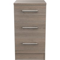 Devon Ready Assembled 3 Drawer Bedside Cabinet - Darkolino (Dark Oak)