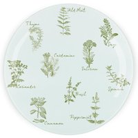 Green Herbs Textured Glass Round Trivet - Small Kitchen Chopping Board - Green