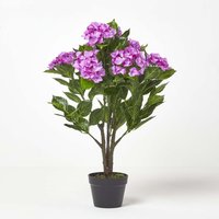 Homescapes Artificial Fuchsia Pink Hydrangea in Pot, 85 cm - Purple
