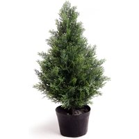Best Artificial 2ft - 60cm Potted Cedar Topiary Tree - Green