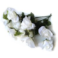 Pack of Artificial Rose Flower Bushes With Ivy - White