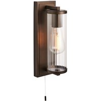 Como Bathroom Wall Lamp Dark Bronze Paint IP44 - Dark Bronze Paint and Clear Ribbed Glass