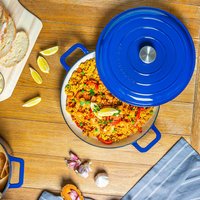 Pack of 2 Shallow Cast Iron Casserole Dishes - Midnight Blue