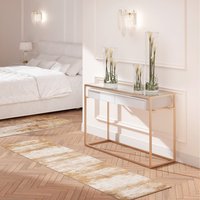 Distressed Effect Abstract Living Area Rug - Beige / 240 x 70cm