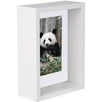 5" x 7" 3D Deep Box Photo Frame - 4" x 6" Mount - White/White / 17.5cm